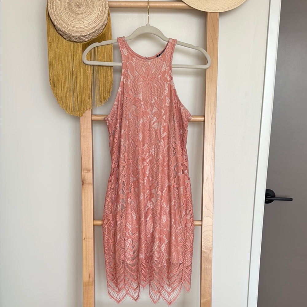 Express Chic Pink Lace Dress Size XS Mini Wedding Guest Dress Blush Pink